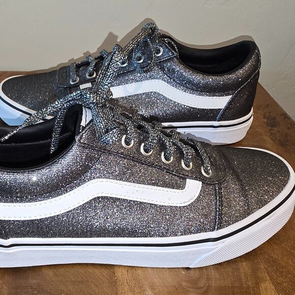 VANS Silver Lurex Glitter Old Skool Skate Shoe - Picture 16 of 16